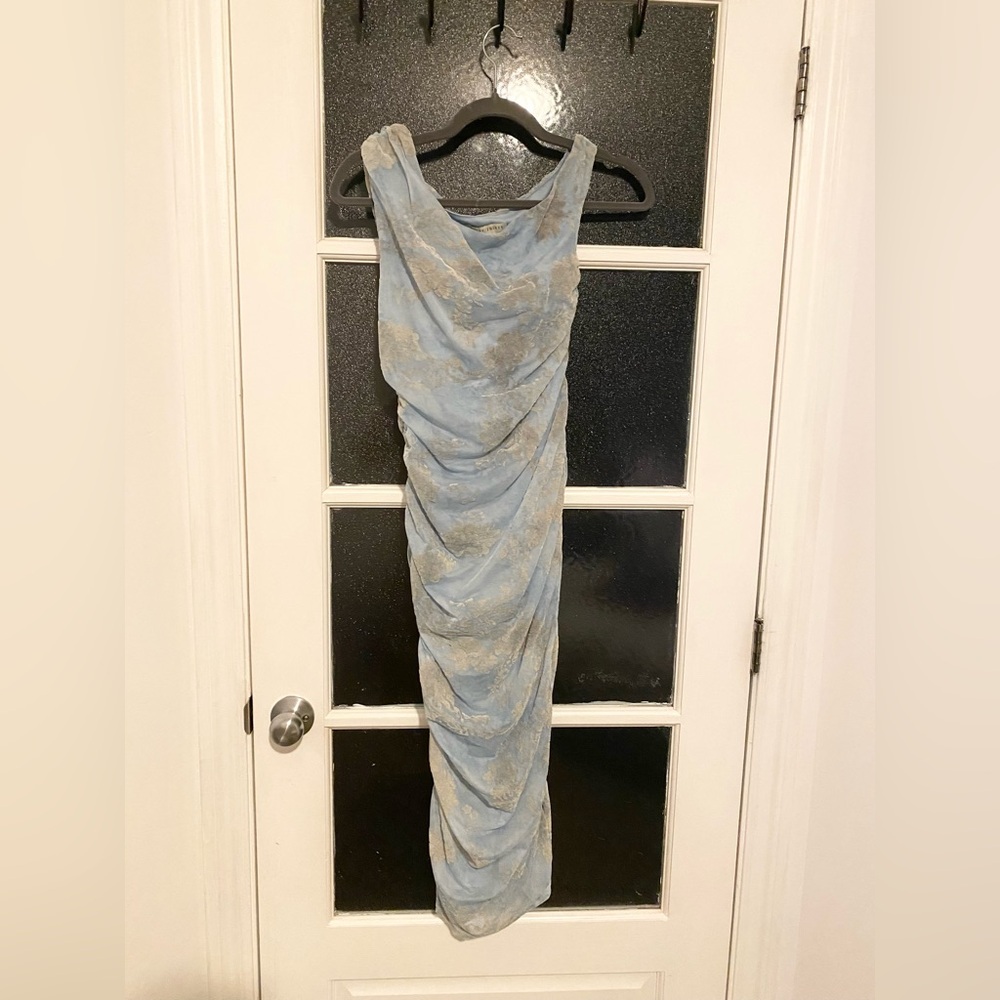Wedding guest dress Light Blue Draped Maxi Dress